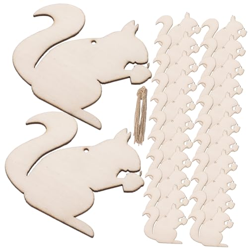 Holibanna 20 Stück Teiliges DIY Holzanhänger mit Eichhörnchen Motiven Unlackierte Holzscheiben für Herbstdeko Party und Hochzeitsdekoration Aufhängeschnur Natürliche Holzchips für von Holibanna