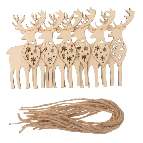 Holibanna 20 Stück Teiliges DIY Holzchips Rentier Anhänger mit Handbemalt Graffiti Stil Unvollendete Holzornamente zum Basteln und Weihnachtsdeko Langlebig und Formstabil von Holibanna