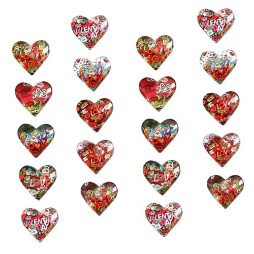 Holibanna 20 Stück Teiliges Herzform Glas Cabochon Transparente Cartoon dekor Patches DIY Schmuck Zubehör für Halsketten Armbänder Langlebige Glassteine mit Verschiedenen Liebesmuster von Holibanna