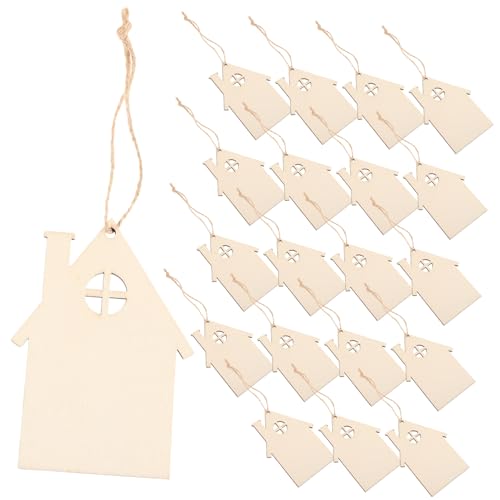 Holibanna 20 Stück Teiliges Holz Weihnachtsanhänger Hausform Stabile Christbaumschmuck Baumschmuck Hängend mit Aufhängehole für Weihnachtsbaum Party Dekoration Festlich von Holibanna