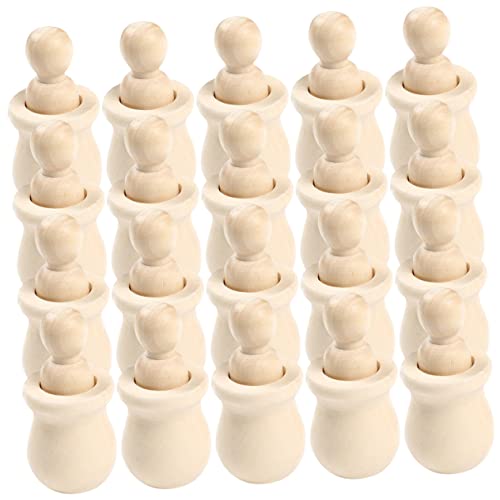 Holibanna 20 Stück Teiliges Holzfiguren zum Bemalen Blanko DIY Holzpuppen für Unbemalte Holzsteckfiguren Bastelset für Kreative Handwerksprojekte und Geschenkideen von Holibanna