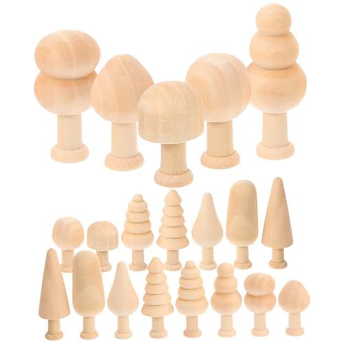 Holibanna 20 Stück Unvollendete DIY Holzbaum Dekorationen Mini Holzbaum Ornamente zum Bemalen Bastelprojekte und Aktivitäten für Erwachsene von Holibanna