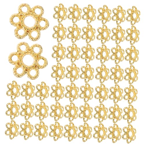 Holibanna 200 Stück Goldene Perlenkappen aus Legiertem Filigrane Blumenform Hohl Stabile Schmuckperlen Abstandshalter DIY Materialien für Armbänder Halsketten und Schmuckherstellung von Holibanna