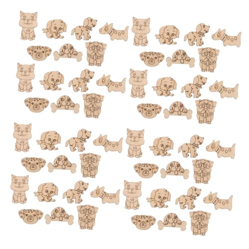 Holibanna 200 Stück Unlackierte Holz-tierformen zum Bemalen Glatte Oberfläche Vielseitige Diy-bastelsets mit Katze und Hund Natürliche Holzausschnitte für Kreative Heimdekoration und von Holibanna