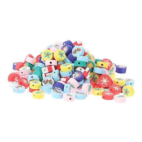 Holibanna 200 Stück Weihnachtsstil Lose Perlen für Schmuckherstellung DIY Armband Halskette Ohrringe Bunte Polymer Tonperlen für Kreative Bastelprojekte von Holibanna