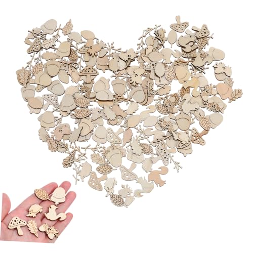 Holibanna 200Stücke Holzscheiben Tiere Unvollendete Holzstücke für DIY Handwerk Natürliche Holzornamente Bastelmaterialien für Dekoration und von Holibanna