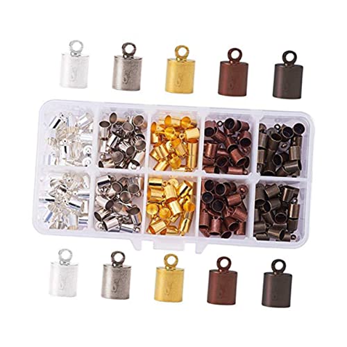 Holibanna 200Stücke Kupfer Endkappen für DIY Schmuck Zubehör Mischfarben Geeignet für Leder und Schnurprojekte für Armbänder und Herstellung von Holibanna