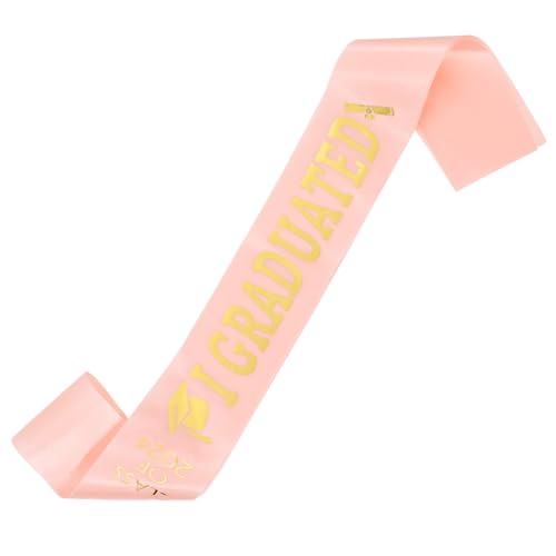 Holibanna 2024 2024 Abschlussfeier-gürtel Rosa Schärpe Graduiert Goldene Und Weiße Abschlussdekorationen Schulschärpe Abschlussschärpenband Abgestufte Schärpe Führer Leere Schärpe Satintuch von Holibanna