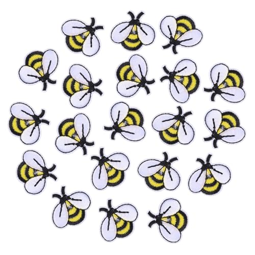 Holibanna 20Stücke Cartoon Bienen Patches Bestickte Applikationen für Jeans Kleidung und Hüte DIY Nähzubehör zur Individuellen Gestaltung und Reparatur von Holibanna
