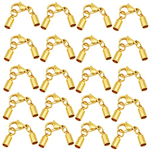 Holibanna 20Stücke Hummerschere Lederbandverschluss für Armband und Halskette Loch Goldene Schnurverschlüsse für DIY Schmuckherstellung von Holibanna