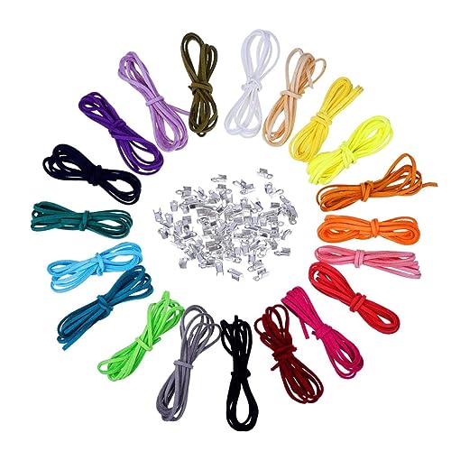 Holibanna 20Stücke Kunstlederkabel Faux Wildleder Schnur Mit Silberenden Für DIY Armbänder Und Halsketten Schmuckherstellung Zufällige Farben von Holibanna