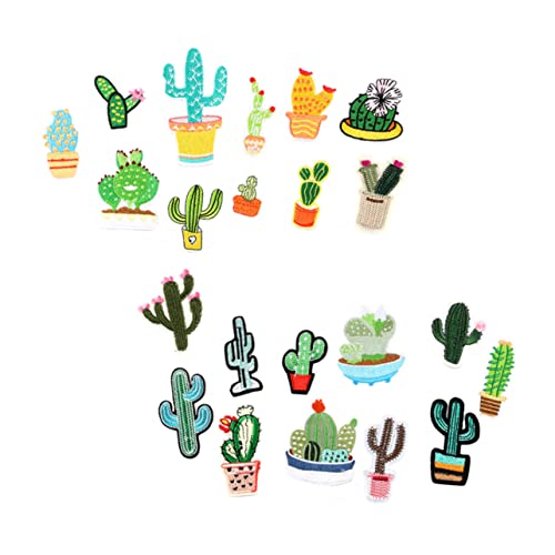 Holibanna 22Stücke Stickerei Patches für Kleidung Selbstgemacht Applikationen Bunte Cactus Motive Aufbügelbar für Jeans Taschen Bastelprojekte Langlebig von Holibanna