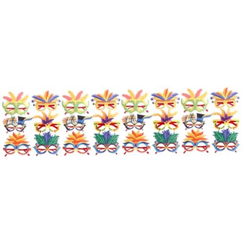 24 Stk karneval brille lustige Brille Halloween Geschenke Gläser neuartige Brillen Party-Foto-Requisiten Feder Dekorationen Hawaii Brillengestelle Partybedarf von Holibanna