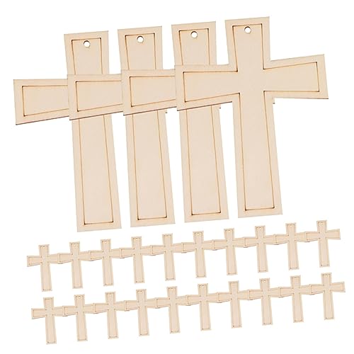 Holibanna 24 Stück Holz Kreuzen Herstellung Geformt Zeichnung Wandbehang Aus Holz Graffiti-chips Holzornamente Handbemaltes Bastelspielzeug Für Holzausschnitte Kreuzen Holzchip Bambus von Holibanna