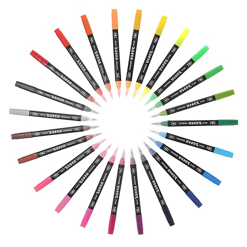 Holibanna 24Stücke Waschbare Marker Dual Tip Marker Mit Pinsel Und Spitze Farbige Kalligraphie Zeichenstifte Für Erwachsene Zufälliger Stil Für Kreative von Holibanna