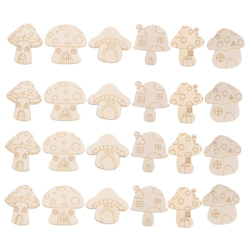 Holibanna 25 Stück Pilzholzscheiben Leere Holzformen Pilzhausdekor Holzformen Zum Bemalen Pilzformen Aus Holz Malerei Unfertiges Holz Selber Machen Leere Holzausschnitte Beige Pappelbrett von Holibanna