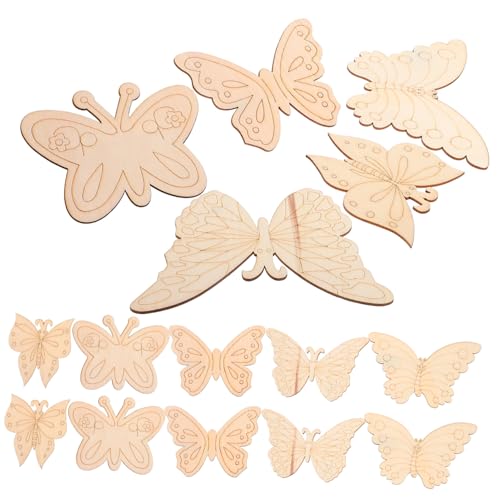 Holibanna 25 Stück Teiliges Holzschmetterlinge zum Bemalen DIY Holzscheiben aus Naturbelassenem Holz Unbemalte Holzfiguren für Bastelarbeiten Dekorationen Anhänger und Kreative von Holibanna