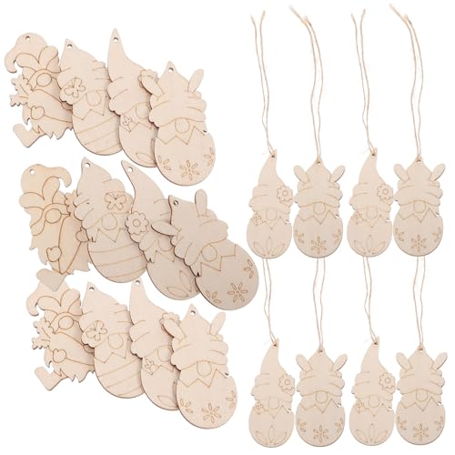 Holibanna 25 Stück Teiliges Unvollendete Holzscheiben Osterdeko Gnom Form Basteln DIY Holzanhänger Naturholzscheiben für Familienhandwerk Ostern Kreative Dekoration von Holibanna