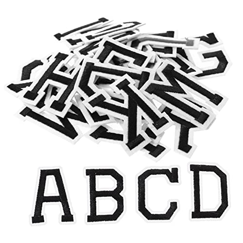 Holibanna 26 Stück Alphanumerischer Patch bunt Stickereiflecken Aufnäher für Vintage-Kleidung Alphabet Bekleidungszubehör mit Buchstaben Buchstabenflecken selber machen Polyester Schwarz von Holibanna