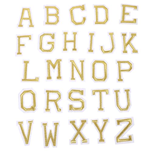 Holibanna 26 Stück Alphanumerischer Patch klein DIY-Patches Willkommen kreative buchstabenpatches Hallo Buchstaben-Kleidungsflecken Aufnäher für Kleidung Stickereiflecken Polyester Golden von Holibanna