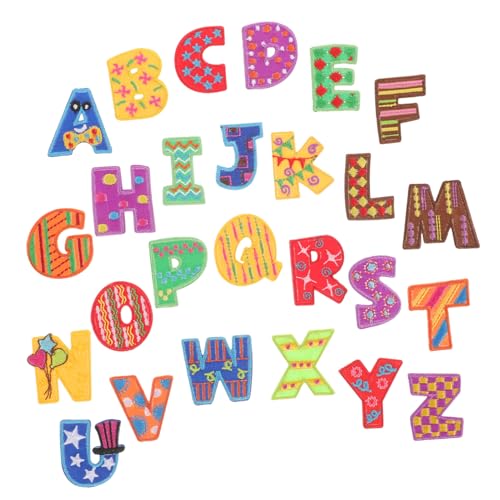 Holibanna 26 Stück Teiliges Gestickte Buchstaben Patches zum Aufbügeln Leichte Applikationen mit Haftkleber für Kleidung Schuhe DIY Bastelarbeiten Einfach zu Befestigen Verstärken von Holibanna