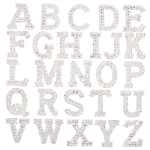 Holibanna 26Stücke Teiliges Strassbuchstaben Patches Selbstklebende zum Bügeln für Kleidung Jeans Taschen und Mehr Glitzernde Eisen Aufnäher zur Dekoration von Holibanna