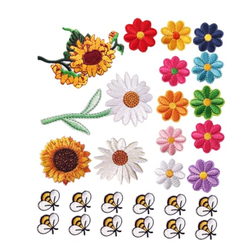 Holibanna 27-teilige Aufnäher: Bienen- Und Blumen-stickerei-applikationen Zum Aufbügeln Für Diy-modekleidung, Taschen, Hüte, Jeans, Jacken, Kleidung von Holibanna