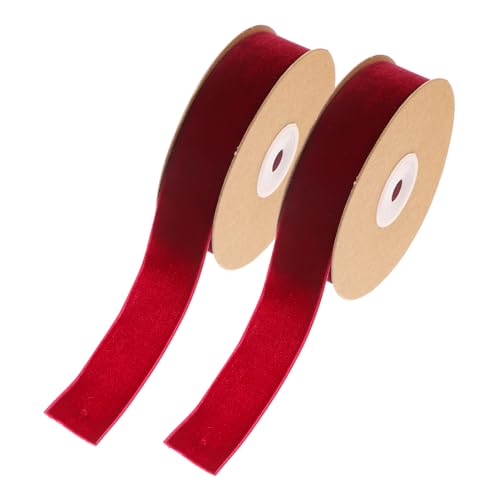 Holibanna 2Rollen Breites Unelastisches Rotes Samtband für DIY Bastelprojekte Geschenkverpackung und Haarschmuck für Dekorationen und Schleifen von Holibanna