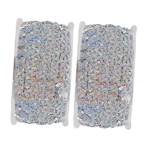 Holibanna 2Stücke Glitzer Spitzenband Farbenfrohes Dekorationsmaterial für DIY Kleidung für Hochzeiten Partys Bastelarbeiten und Puppenkleidung Langlebig von Holibanna