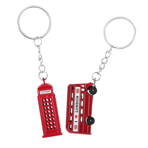 Holibanna 2Stücke Schlüsselanhänger Telefonzelle Und Doppeldeckerbus Retro Chic Taschenanhänger Souvenir Aus Reiseerinnerung von Holibanna
