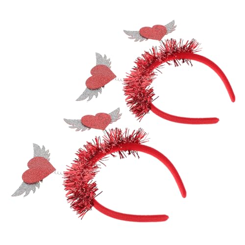 Holibanna 2pcs Valentinstag Herzform Kopfbedeckung Rotpailletten Haarband Für Bühne Performance Nicht-schlupf-glitzer Herzhaarzubehör Für Valentinstagdekorationen von Holibanna