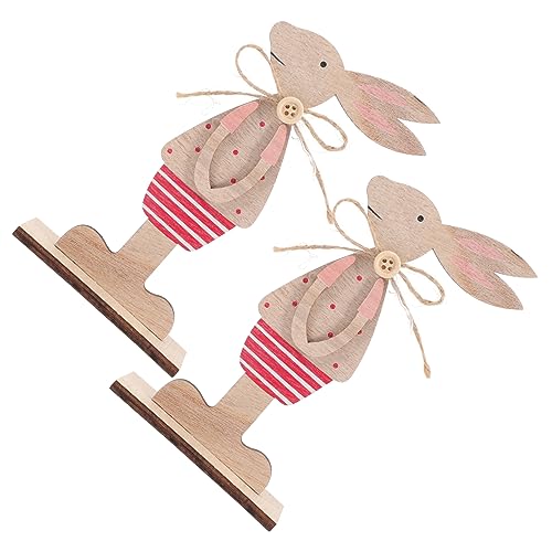 Holibanna 2stücke Osterhasen Holzfiguren Stabile Tischdeko Für Ostern Wiederverwendbare Dekoration Für Partys Und Zuhause Süße Holzverzierung Für Fotorequisiten von Holibanna
