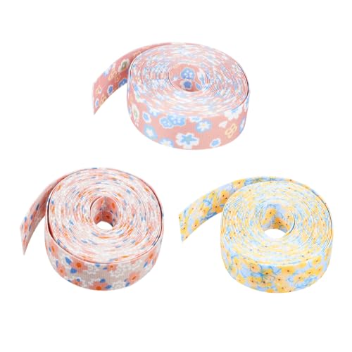 Holibanna 3 Rollen DIY Blumenmuster Satinband À Doppelseitiges Dekorationsband für Haarschmuck Geschenkverpackung und Bastelprojekte für Hochzeiten Partys und Festliche Anlässe von Holibanna