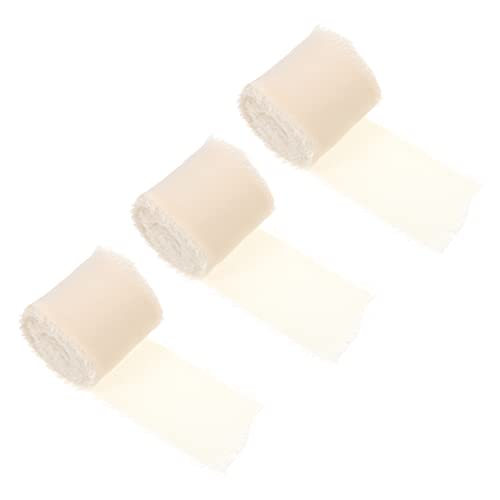 Holibanna 3 Rollen Handgefertigtes Fransenband mit Ausfransungen für Hochzeitssträuße und Geschenkverpackungen Yards Chiffon Dekorationsband von Holibanna