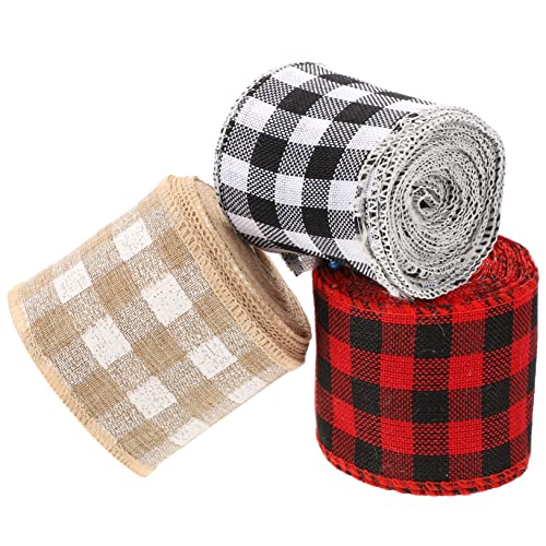 Holibanna 3 Rollen Karierte Dekobänder mit Draht Breit Robustes Jute Ähnliches Geschenkband für Diy Basteln Schleifen Geschenkverpackung und Partydeko Schwarz Rot Weiß Holibanna 3 Rollen Karierte Dekobänder mit Draht Breit Robustes Jute Ähnliches Geschenkband für Diy Basteln Schleifen Geschenkverpackung und Partydeko Schwarz Rot Weiß von Holibanna