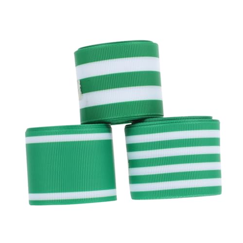 Holibanna 3 Rollen Stoffband bedrucktes Ripsband Kleeblattband irisches Festivalband Grosgrain-Stoffbänder st patricks day bastelbedarf gemustertes Band St. Patricks Band Polyester Grün von Holibanna