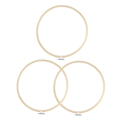 Holibanna 3 STÜCKE Teiliges Bambus Stickrahmen Set Runde Stickerei und Kreuzstich Hoops Antirutschfest Langlebig für Handarbeiten DIY und Dekorative Kunstprojekte von Holibanna