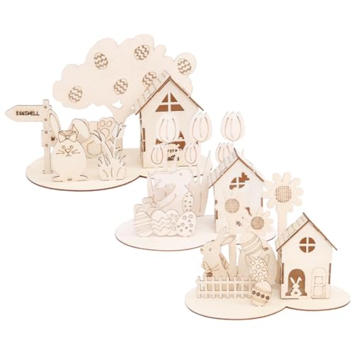 Holibanna 3 Sätze Lernpuzzle osterspielzeuge Ostern Ostergeschenk für Osterfest Dekoration Puzzle Set osterngeschenk Osterspielzeug für Kleinkinder Puzzle- Holz von Holibanna