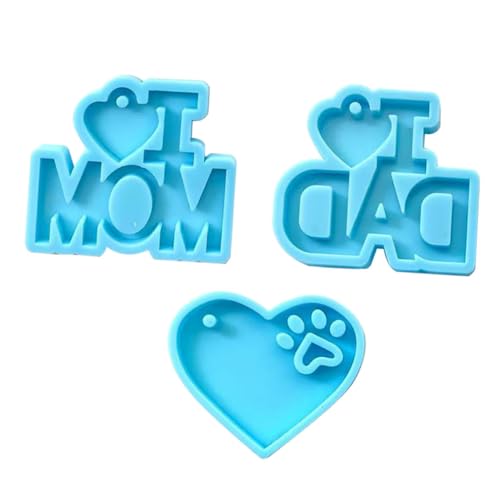 Holibanna 3 Sätze Teiliges Silikon Schlüsselanhänger Gießform Für Diy Handwerk Mit Einzigartigen Designs Für Vater Und Muttertagsgeschenke Einfach Zu Reinigen Lagern Für 3 Stück * 3 von Holibanna