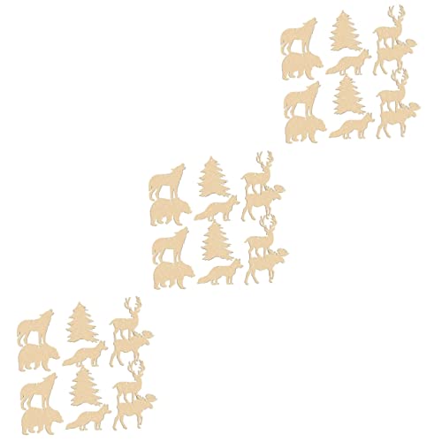 Holibanna 3 Sätze Tierschmuck Aus Holz Wolf Kiefer Hängende Ornamente Unvollendet Party Hängende Tierdekoration Zubehör Basteln Tierische Unfertige Holzspäne Holzhandwerk Khaki 30 Stück * 3 von Holibanna