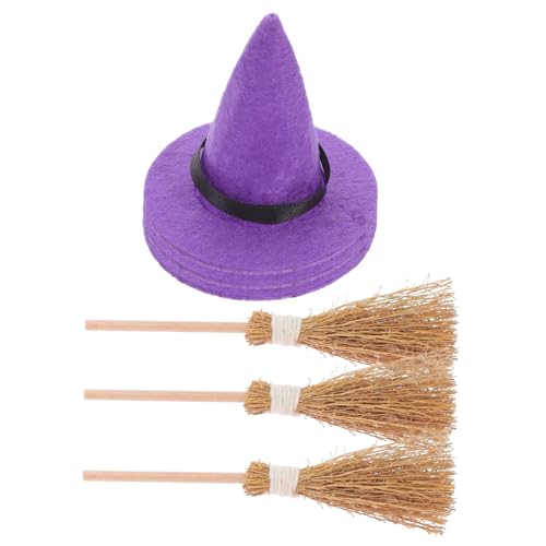 Holibanna 3 Satz Mini Halloween Hexenhut und Besen Set Teilig Filz und Natürlicher Grasbesen Handliche Miniatur für DIY Partydeko für Halloween Cosplay und Tanzveranstaltungen Holibanna 3 Satz Mini Halloween Hexenhut und Besen Set Teilig Filz und Natürlicher Grasbesen Handliche Miniatur für DIY Partydeko für Halloween Cosplay und Tanzveranstaltungen von Holibanna