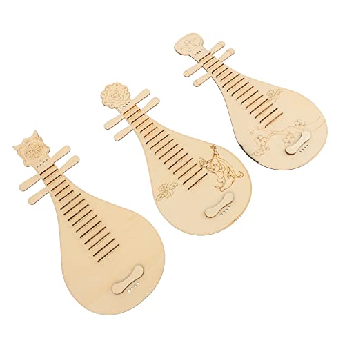 Holibanna 3 Stück DIY Musikspielzeug Teiliges Holzinstrument mit Chinesischem Stil Kreative Lute für Junge Mädchen zum Gestalten und Musizieren von Holibanna