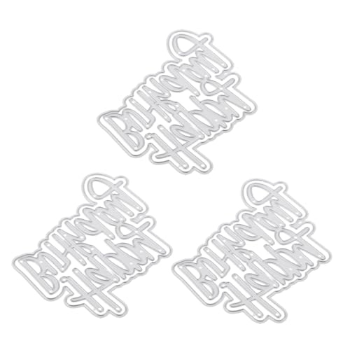 Holibanna 3 Stück Happy Birthday Stanzformen aus Carbonstahl Metall für Scrapbooking Kartenherstellung Prägen und Schneiden von Papier Fotoalbum DIY Basteln von Holibanna