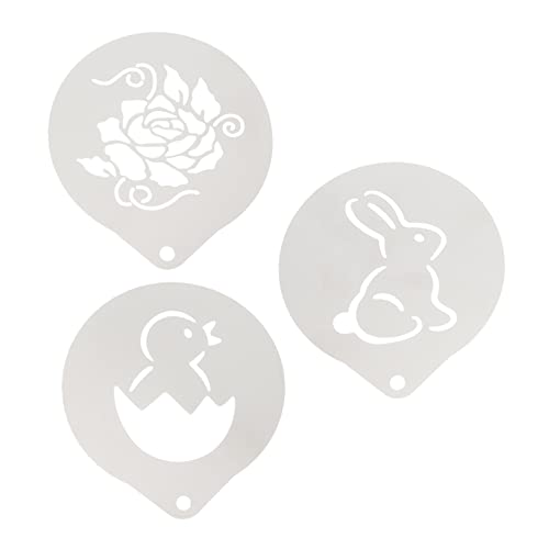 Holibanna 3 Stück Kaffee ziehen Muster schablonen für cappuccino coffee lover backform stollen coffee art Cafe Latte Kaffeeschaumschablonen Vorlagen für Kaffee Rostfreier Stahl Silver von Holibanna