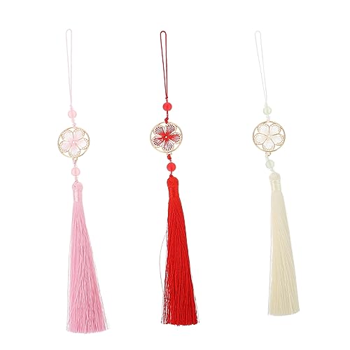Holibanna 3 Stück Quasten Anhänger Blumenform Diy Lesezeichen und Dekoration für Chinesische Kostüme Pastellrosa Rot und Vielseitig Einsetzbar für Schmuck und Bastelprojekte von Holibanna
