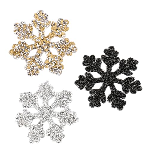 Holibanna 3 Stück Schneeflocken-aufkleber Stickereiflecken Mit Schneeflocken Goldene Schneeflockenflecken Kleidung Kleidung Patch Nähen Stoff-accessoire Stoffaufkleber Heißschmelzkleber von Holibanna