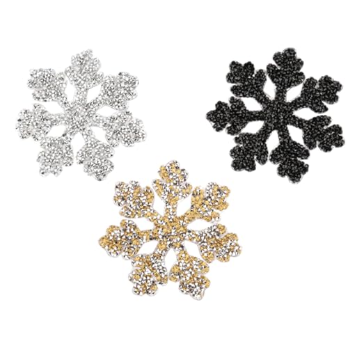 Holibanna 3 Stück Strass-aufkleber Stickereiflecken Mit Schneeflocken Patch Goldene Schneeflockenflecken Kleidung Kleidung Nähen Kleideraufkleber Heißschmelzkleber von Holibanna