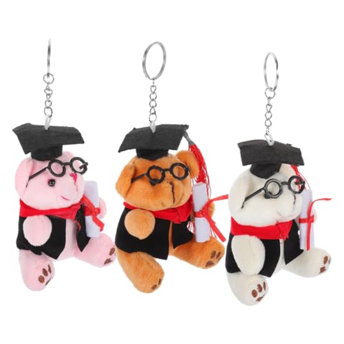Holibanna 3 Stück Teiliges Abschlussbär Schlüsselanhänger aus Plüsch mit Doktorhut Leichte Langlebige Taschen und Schlüsseldeko für Geschenkidee zum Studienabschluss von Holibanna