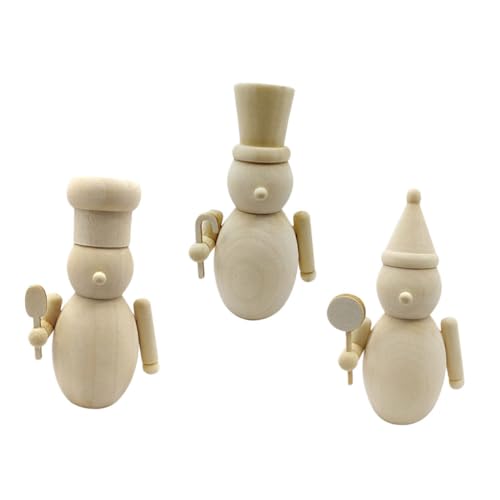 Holibanna 3 Stück Unfertige Holzfiguren zum Bemalen DIY Weihnachtsdekoration Leichte Diy-holzspielzeuge für Kreative Familienaktivitäten Symbolisch für Tapferkeit und Glück Handliche von Holibanna