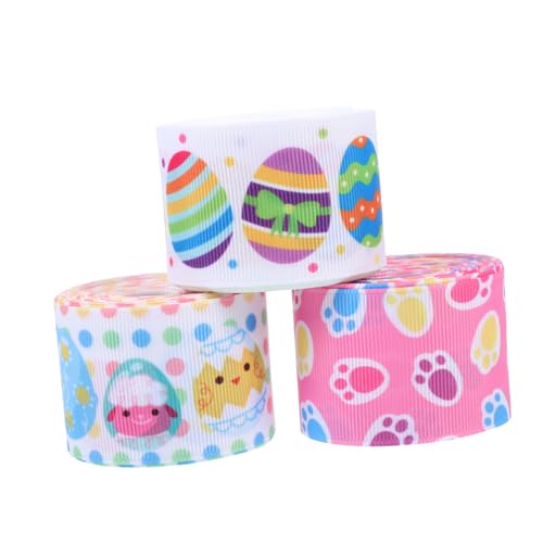 Holibanna 3 Stück geripptes Band Wickelband bunt klein Band zum Verpacken groß Bänder zum Basteln DIY Bastelband Geschenkband Polyester von Holibanna